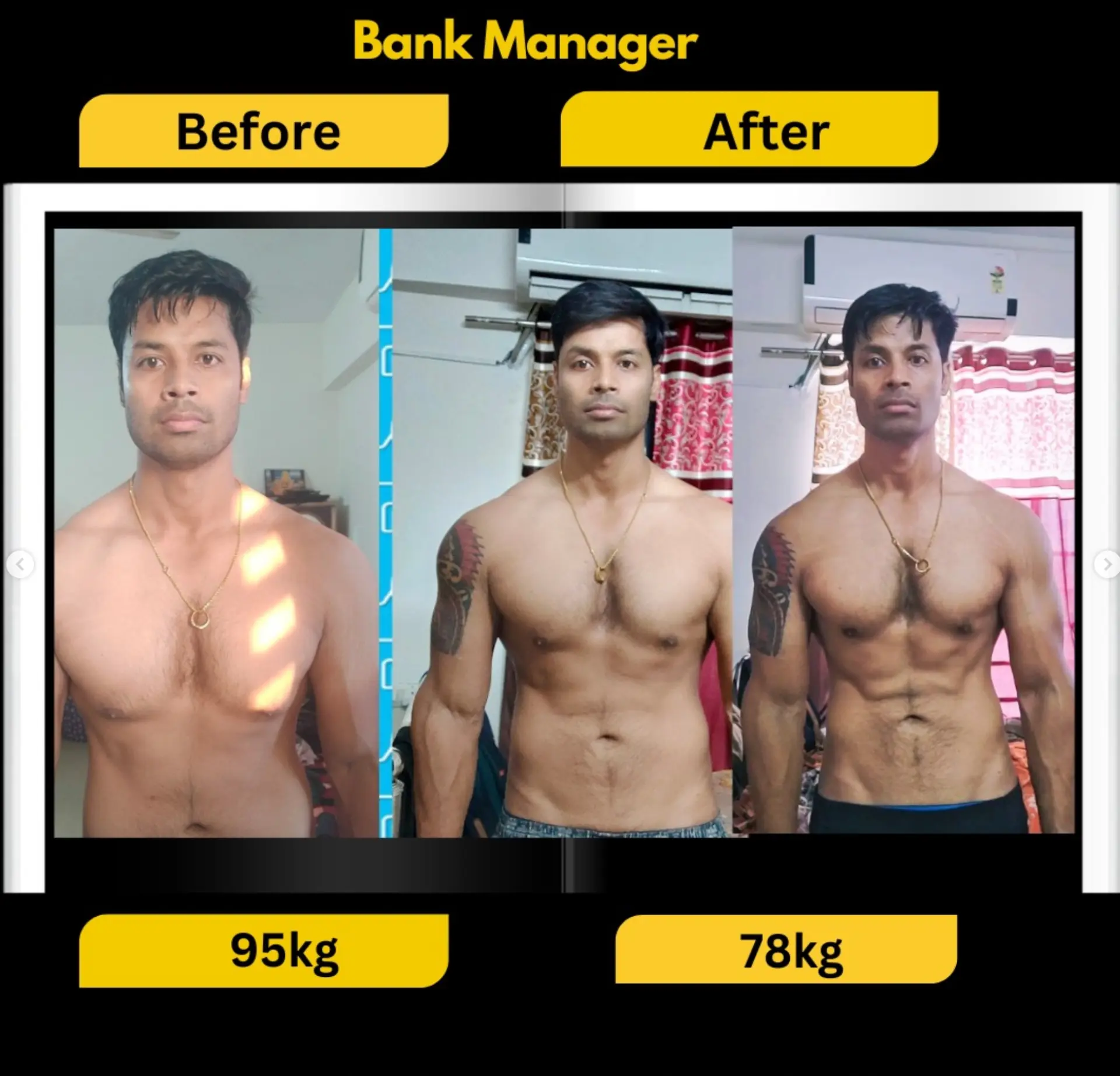 Bank manager, 95kg to 78kg
